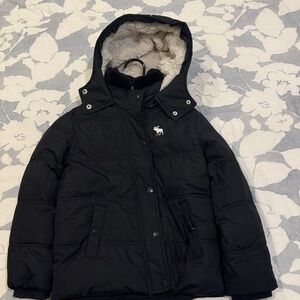 Abercrombie Kids Black Hooded Puffer Jacket